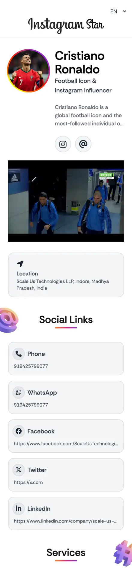 Instagram Influencer theme — Cristiano Ronaldo demo
