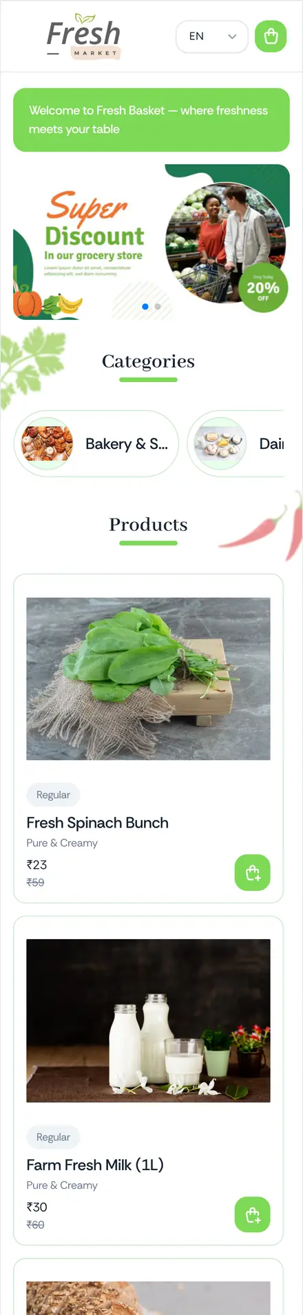 Grocery theme — Fresh Basket demo