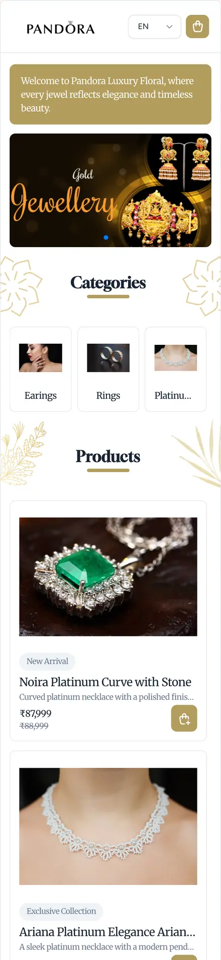Jewellery Shop theme — Pandora Luxury Floral demo